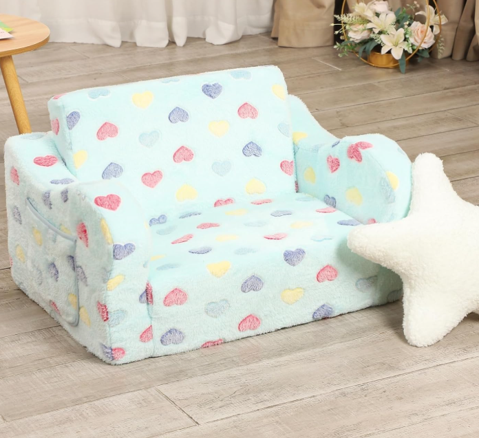 Foldable 2-In-1 Children's Sofa With Star-Shaped Cushion
